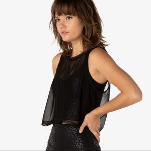 Beyond yoga black mesh crop top